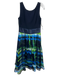 Theia Size 8 Blue, Green & Black Triacetate Blend Sleeveless Abstract Gown Blue, Green & Black / 8