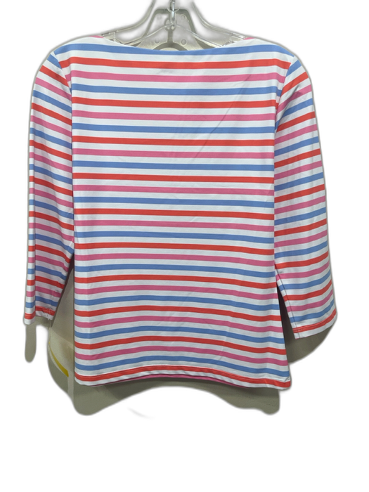 J. McLaughlin Size S Pink, White, Blue Nylon Blend Long Sleeve Striped Top Pink, White, Blue / S
