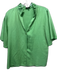 S'edge Size S Green Tencel Half Sleeve Button Up Ruffle collar Top Green / S