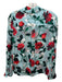 Alice + Olivia Size S/P Aqua & Multi Viscose & Silk floral print Button Up Top Aqua & Multi / S/P