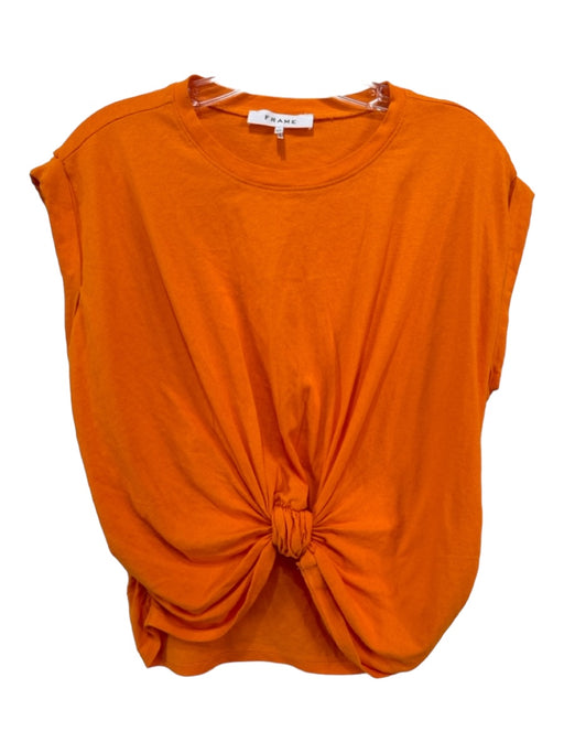 Frame Size S/P Orange Cotton Sleeveless Knot Detail Cuffed Top Orange / S/P