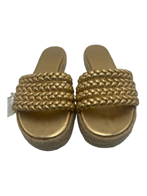Gianvito Rossi Shoe Size 38 Gold Leather Braided Espadrille Metallic Sandals Gold / 38