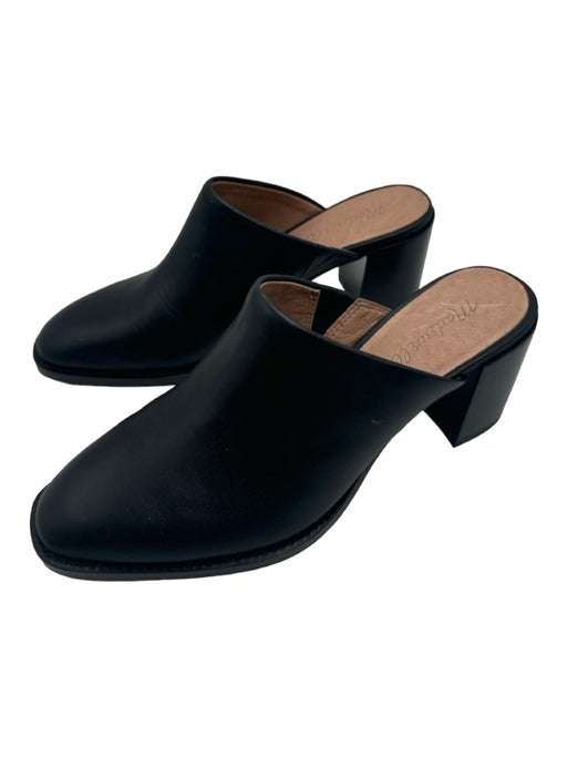 Madewell Shoe Size 8 Black Leather Stacked Block Heel Mule Pumps Black / 8