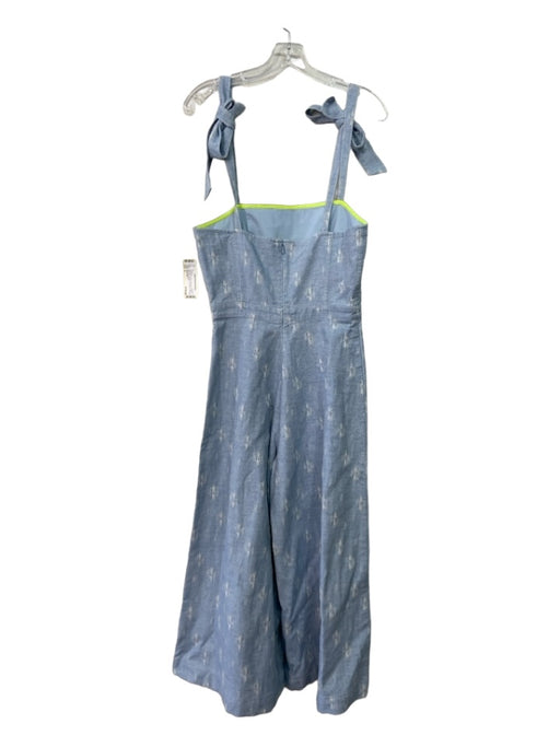 Hunter Bell Size 4 Light blue & white COTTON & LINEN Back Zip Jumpsuit Light blue & white / 4