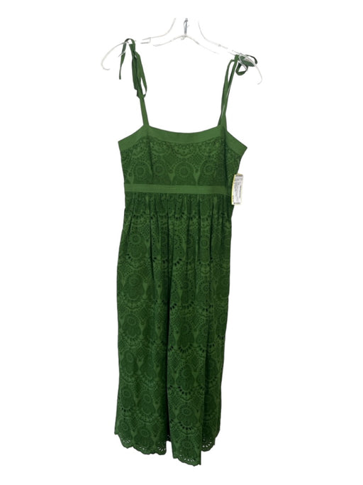 Ulla Johnson Size 4 Green Cotton Crochet Lace Sleeveless Tie Straps Dress Green / 4