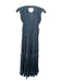 Ulla Johnson Size 4 Slate Gray Polyester Embroidered V Neck Tiered Ruffle Dress Slate Gray / 4