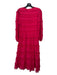Ulla Johnson Size 4 Magenta Cotton & Viscose Blend V Neck Lace Tiered Dress Magenta / 4
