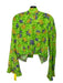 Alex Gaines Size XS Lime Green & Multi Silk floral print Tie Neck Blouse Top Lime Green & Multi / XS