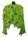 Alex Gaines Size XS Lime Green & Multi Silk floral print Tie Neck Blouse Top Lime Green & Multi / XS