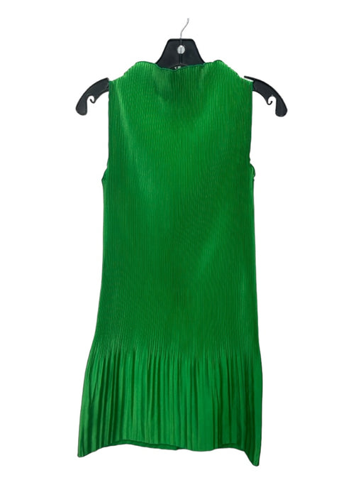 L'idee Size 6 Green Polyester Sleeveless Plisse Sheen Mini Dress Green / 6