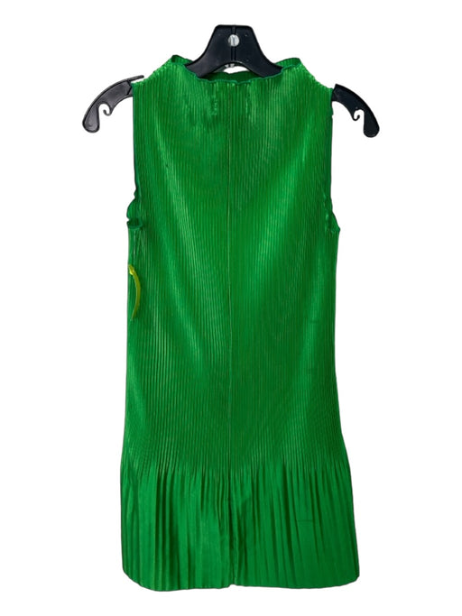 L'idee Size 6 Green Polyester Sleeveless Plisse Sheen Mini Dress Green / 6