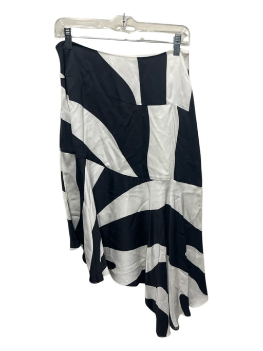 Milly Size P Black & White Viscose Side Zip Abstract Assymetric Skirt Black & White / P