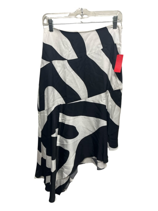 Milly Size P Black & White Viscose Side Zip Abstract Assymetric Skirt Black & White / P