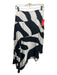 Milly Size P Black & White Viscose Side Zip Abstract Assymetric Skirt Black & White / P