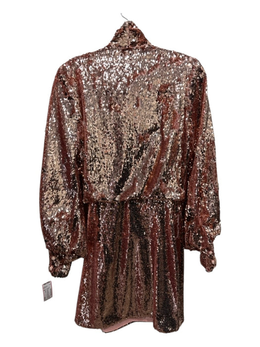 Raquel Diniz Size 40 Rose Gold Pink Polyester Fully Sequined Wrap Dress Rose Gold Pink / 40