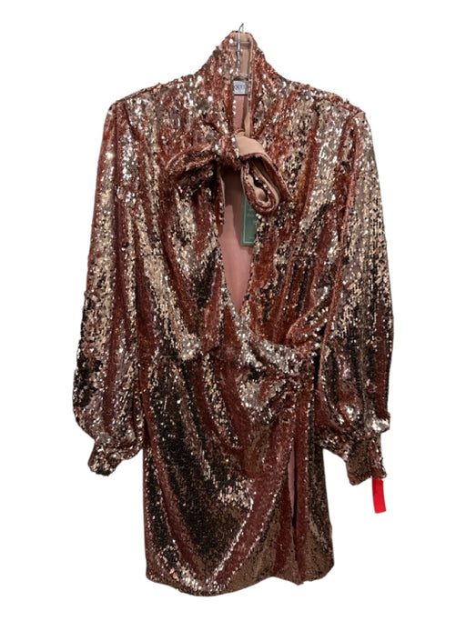 Raquel Diniz Size 40 Rose Gold Pink Polyester Fully Sequined Wrap Dress Rose Gold Pink / 40