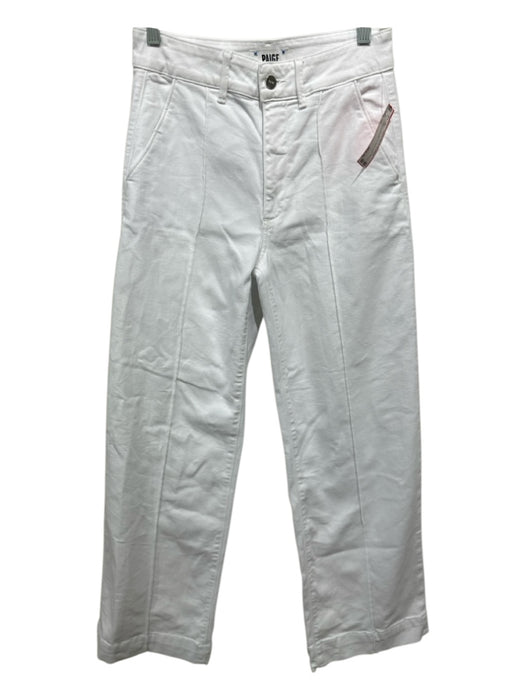 Paige Size 27 White Cotton Denim Wide Leg Jeans White / 27