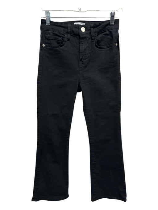 Frame Size 26 Black Cotton Denim Crop Flare Jeans Black / 26