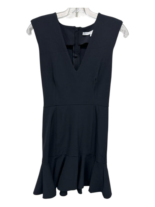 Veronica Beard Size 4 Black Nylon V Neck Back Zip Sleeveless Flare Dress Black / 4