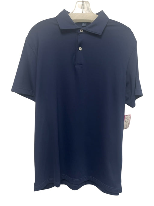 Peter Millar Size M Navy Synthetic Solid Polo Athleisure Men's Short Sleeve Navy / M