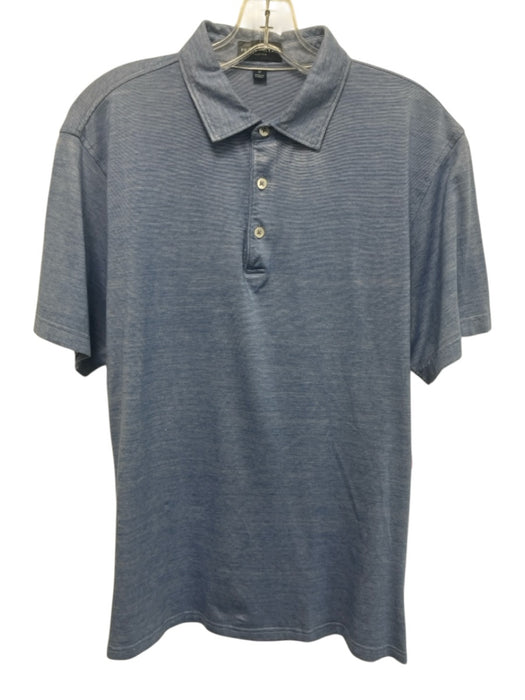 Peter Millar Size M Blue Cotton Striped Polo Men's Short Sleeve Blue / M