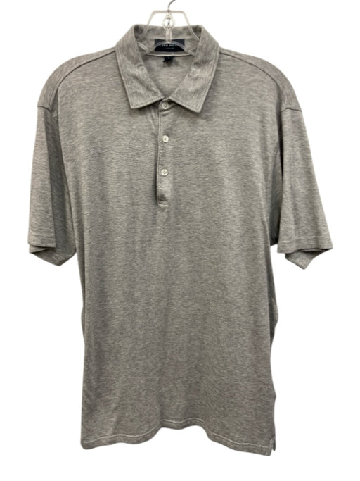 Peter Millar Size M Gray Cotton Striped Polo Men's Short Sleeve Gray / M