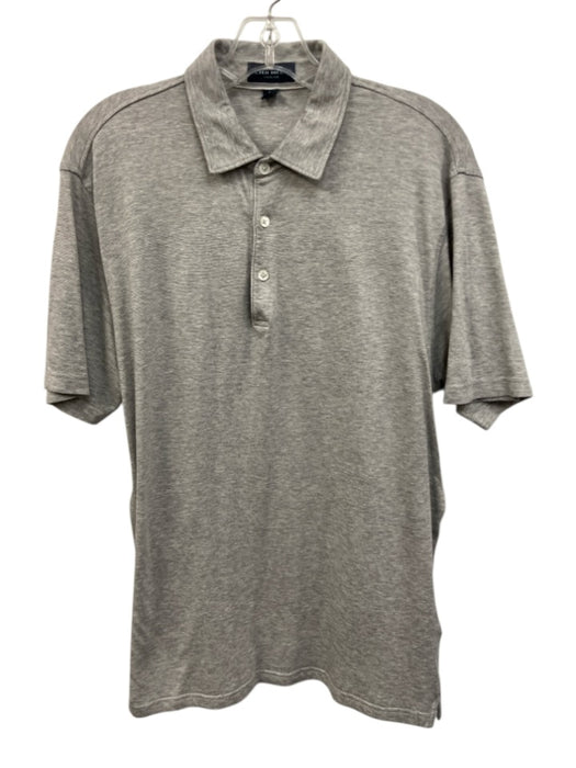 Peter Millar Size M Gray Cotton Striped Polo Men's Short Sleeve Gray / M