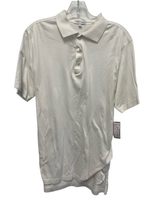 Peter Millar Size S White Cotton Solid Polo Men's Short Sleeve White / S