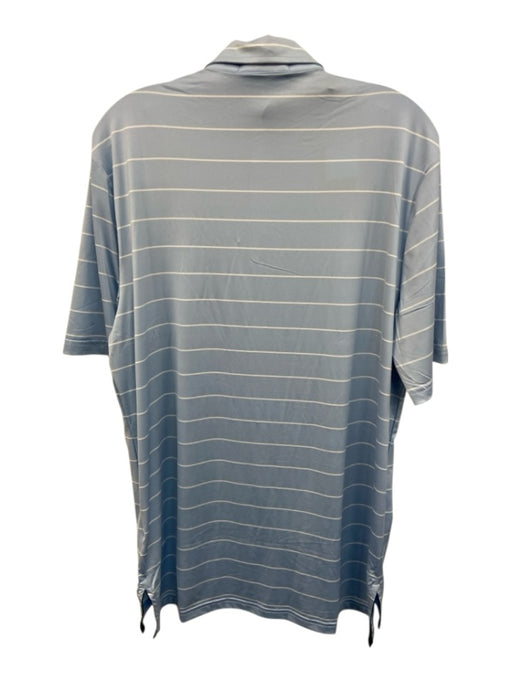 RLX NWT Size M Light Blue & White Synthetic Striped Polo Athleisure Short Sleeve Light Blue & White / M