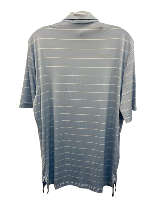 RLX NWT Size M Light Blue & White Synthetic Striped Polo Athleisure Short Sleeve Light Blue & White / M