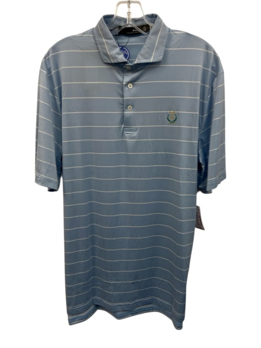 RLX NWT Size M Light Blue & White Synthetic Striped Polo Athleisure Short Sleeve Light Blue & White / M