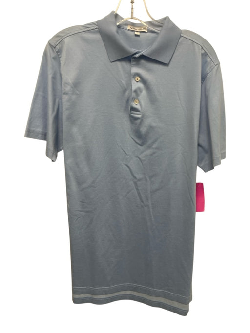 Peter Millar Size S Light blue Cotton Solid Polo Men's Short Sleeve Light blue / S