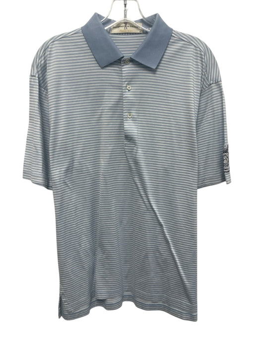 Fairway & Greene Size M Light Blue & White Cotton Striped Polo Short Sleeve Light Blue & White / M