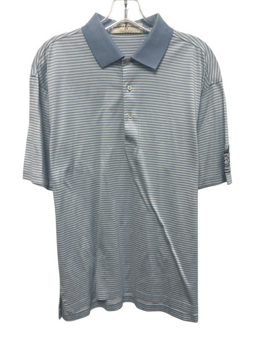Fairway & Greene Size M Light Blue & White Cotton Striped Polo Short Sleeve Light Blue & White / M