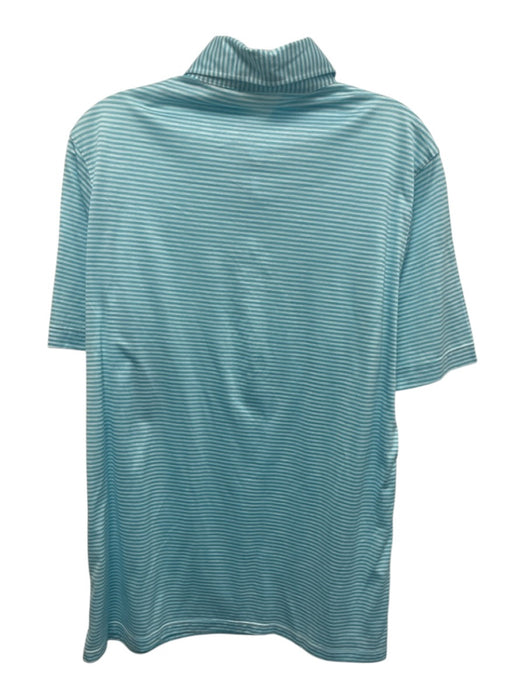 Tiki Size XL Blue & White Cotton Striped Polo Men's Short Sleeve Blue & White / XL