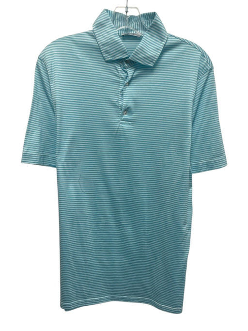 Tiki Size XL Blue & White Cotton Striped Polo Men's Short Sleeve Blue & White / XL