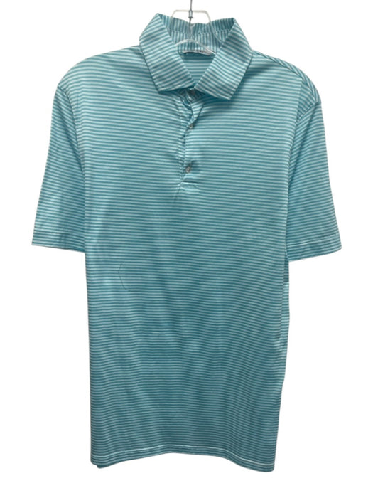 Tiki Size XL Blue & White Cotton Striped Polo Men's Short Sleeve Blue & White / XL