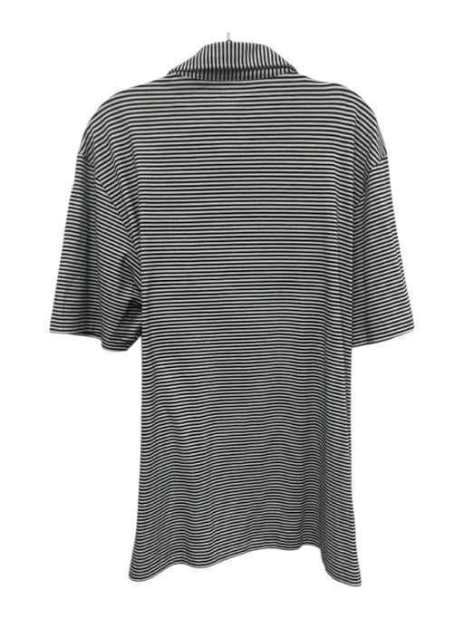 Peter Millar NWT Size L Navy & White Cotton Striped Polo Men's Short Sleeve Navy & White / L
