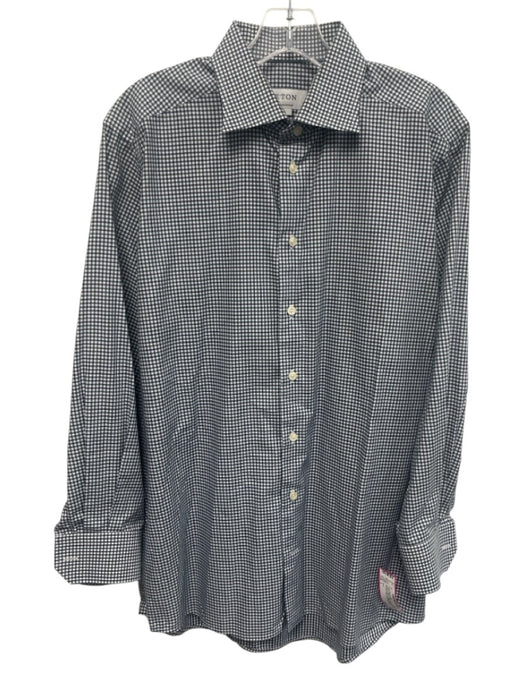 Eton Size L Green & Blue Cotton Plaid Button Up Spread Collar Long Sleeve Shirt Green & Blue / L