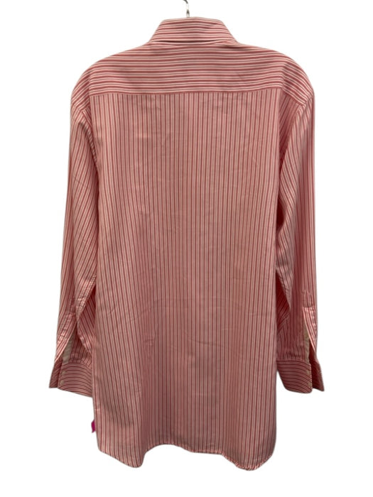 Bruli Size M Pink & White Cotton Striped Button up Men's Long Sleeve Shirt Pink & White / M