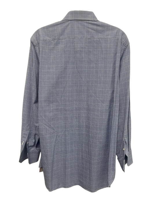 Castangia Size Est M Blue & White Cotton Plaid Button Up Men's Long Sleeve Shirt Blue & White / Est M