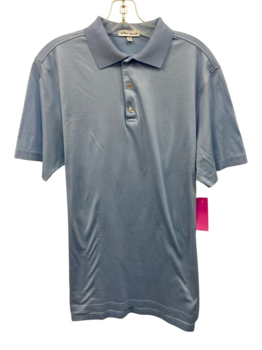 Peter Millar Size S Light blue Cotton Solid Polo Men's Short Sleeve Light blue / S