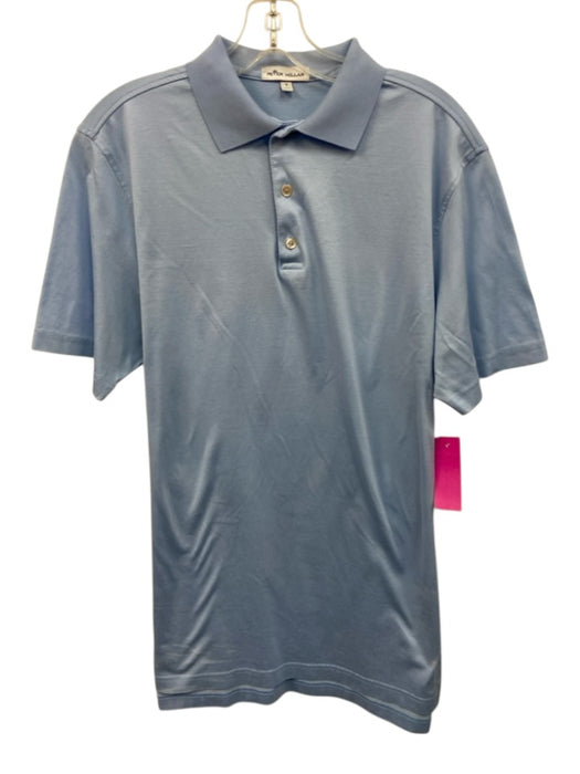 Peter Millar Size S Light blue Cotton Solid Polo Men's Short Sleeve Light blue / S