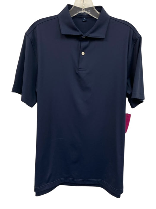 Peter Millar Size M Navy Synthetic Solid Polo Athleisure Men's Short Sleeve Navy / M