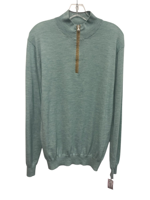 Peter Millar Size M Seafoam Wool Blend Solid Quarter Zip Men's Sweater Seafoam / M