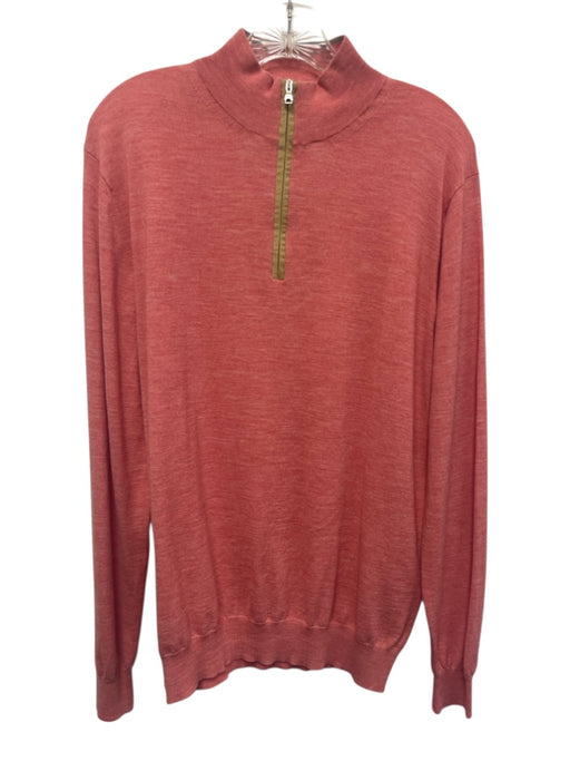 Peter Millar Size M Red Wool Blend Solid Quarter Zip Men's Sweater Red / M