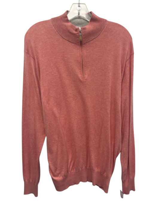 Peter Millar Size M Red Wool Blend Solid Quarter Zip Men's Sweater Red / M