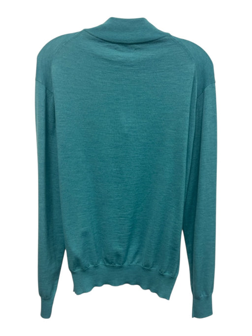 Peter Millar Made in Italy Size L Green Wool Blend Solid Quarter Zip Sweater Green / L