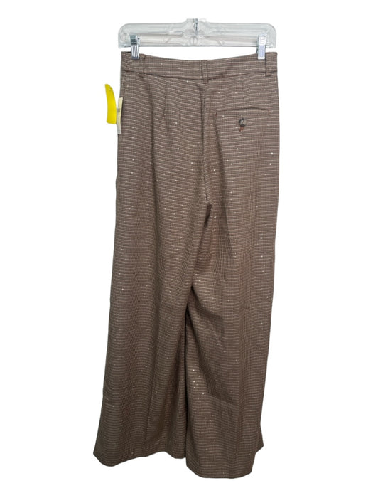 Maeve Size 4 Brown & Multi Polyester Zip Fly Pleated Sequined Trouser Pants Brown & Multi / 4