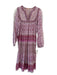 Matta Size S Pink, White, Purple Cotton Quilted Upper Long Sleeve Midi Dress Pink, White, Purple / S